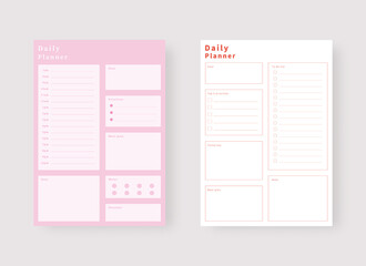 Wall Mural - Daily planner template. Set of planner and to do list. Modern planner template set. Vector illustration. 