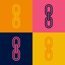 Pop Art Line Chain Link Icon Isolated On Color Background. Link Single. Hyperlink Chain Symbol. Vector