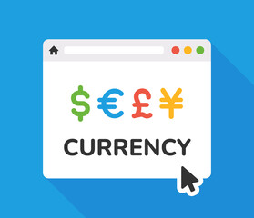 Poster - Money currency symbol on web browser icon vector illustration. Exchange concept