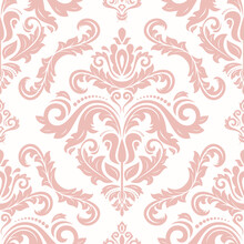 Orient Vector Classic Pink And White Pattern. Seamless Abstract Background With Vintage Elements. Orient Background. Ornament For Wallpapers And Packaging
