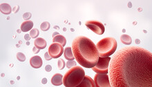 3d Illustration Of Human Red Blood Cells Isolated On White Background, Concept For Medical Health Care.