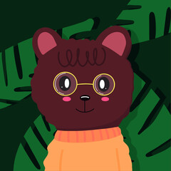 Vector illustration of a portrait of a bear. Vector illustration of a cute cartoon bear.