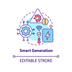 Sticker - Smart generation concept icon. Possibilities of intelligent grids abstract idea thin line illustration. Isolated outline drawing. Editable stroke. Roboto-Medium, Myriad Pro-Bold fonts used