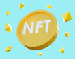 Concept of NFT non fungible token.Coins minimal design 3d rendering illustration
