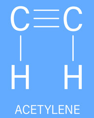 Canvas Print - Acetylene or ethyne molecule. Used in oxy-acetylene welding. Skeletal formula.