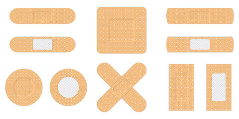 adhesive elastic bandage health treatment. sticker patch for protection wound, injury set. medical b