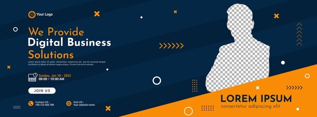 Business conference banner template design for webinar, marketing, online class program, etc