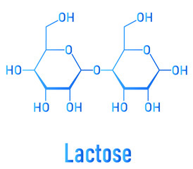 Poster - Lactose milk sugar molecule. Skeletal formula.