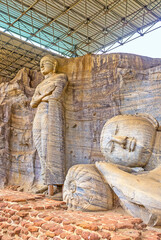 Wall Mural - The carved statues in Gal Viharaya, Polonnaruwa, Sri Lanka