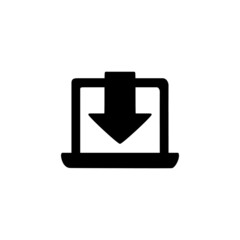 Fototapete - Download Icon in black flat glyph, filled style isolated on white background