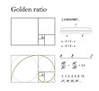 golden ratio, golden section, golden mean, or divine proportion vector illustration. irrational number formula. perfect spiral geometry in art
