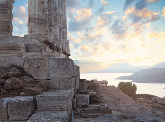 Ancient Temple of Poseidon. Cape Sounion, Greece