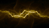 Fototapeta Natura - Golden fractal lightning background, electrical abstract