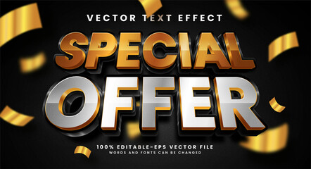 Wall Mural - Special offer 3d editable text style effect. Elegant text effect silver and gold color suitable for promotion sale needs.