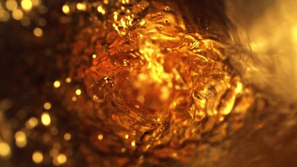 Fototapete - Super slow motion of pouring whiskey, rum or cognac inside the bottle, macro shot. Filmed on high speed cinema camera, 1000fps