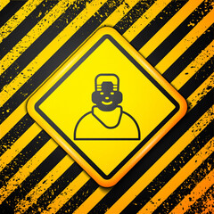 Poster - Black Client in barbershop icon isolated on yellow background. Warning sign. Vector