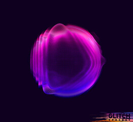 Poster - abstract vector colorful mesh on dark background. futuristic style card. corrupted point sphere