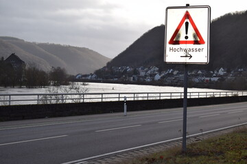 Canvas Print - Warnschild Hochwasser