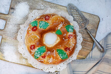 Roscon De Reyes, Spanish Three Kings Cake Eaten On Epiphany Day. Food Photography