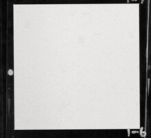Close Up, Real Flat Bed Scan Of Black And White Hand Copy Contact Sheet With 1 Empty Film Frame And Nice Paper Structure, 120mm Film Photo Placeholder.	