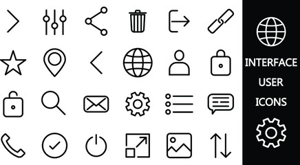 Set of basic application and web UI icons 