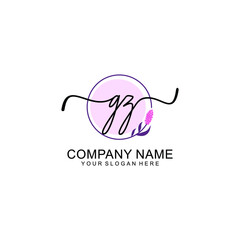 Sticker - Initial GZ beauty monogram and elegant logo design  handwriting logo of initial signature