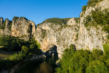 The Vegetation Of The Pont DArc In The Gorges Of The Ardeche In Europe, France, Ardeche, In Summer, On A Sunny Day.