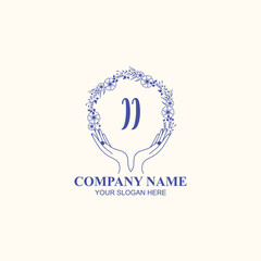 II initial hand drawn wedding monogram logos