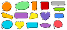 Set Of Isolated Colorful Speech Bubbles Of Different Shapes With Quotes.