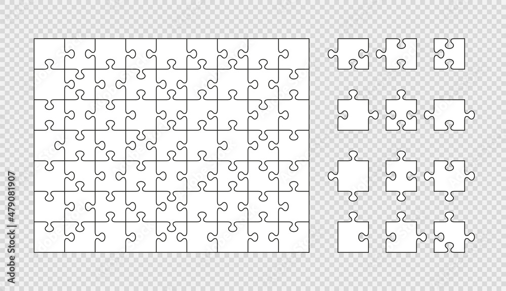 Stock-Vektorgrafik „Puzzle pieces. Jigsaw outline grid. Simple mosaic ...
