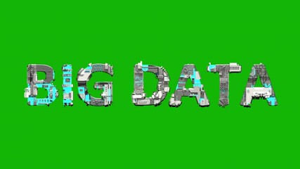 Poster - Big Data blue and grey metal text in cyberpunk style, isolated - loop video