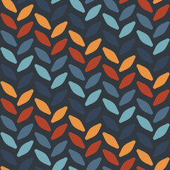 Poster - Blue-orange petal pattern. Vector decor from colored tile shapes.