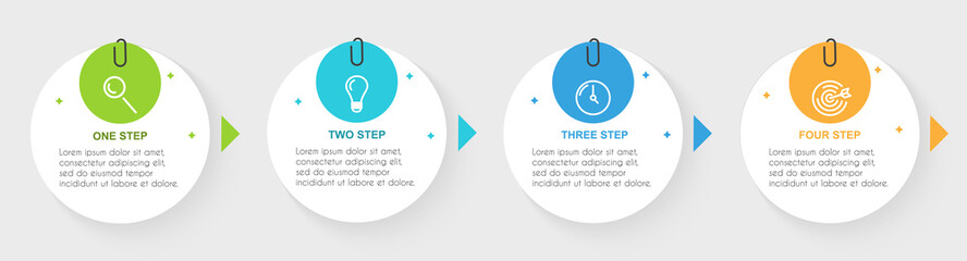 Aufkleber - infographic label design. minimalistic template with round informations tickers and algorithm of act