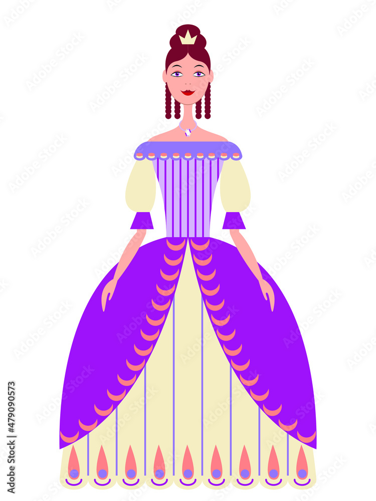 Vector graphics - Pretty smiling fairy princess in a lush ball gown and ...
