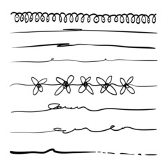 Poster - Set of artistic pen brushes. doodle underlines. Black marker and grunge brush stroke lines. vector illustration
