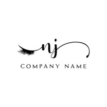 Initial NJ Logo Handwriting Beauty Salon Fashion Modern Luxury Letter