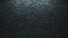 Futuristic Tiles Arranged To Create A Concrete Wall. 3D, Rectangular Background Formed From Semigloss Blocks. 3D Render