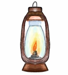 Wall Mural - Watercolor classic traditional lantern isolated on white background