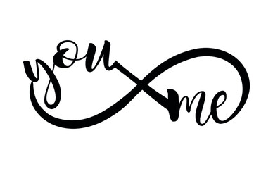 Wall Mural - infinity sign silhouette with you and me words inscription.forever friends.black white tattoo stenci