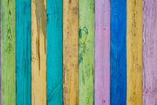 Bright Multicolored Background Of Painted Boards.