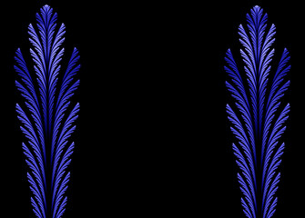 Wall Mural - Abstract fractal blue patterns on black background