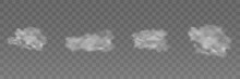 High Density Smoke Clouds On A Transparent Vector Background.
