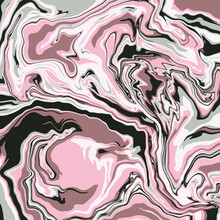 Fluid Art Texture. Abstract Background With Swirling Paint Effect. Liquid Acrylic Picture That Flows And Splashes. Mixed Paints For Interior Poster. Pink, Black And Gray Overflowing Colors