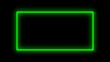 Neon rectangle banner. Abstract neon, led square, border. Futuristic colorful. Glow green light. Modern Neon Glowing Rectangle Frame Shaped Lines green Colored Lights In a black background