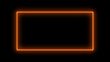 Neon rectangle banner. Abstract neon, led square, border. Futuristic colorful. Glow orange light. Modern Neon Glowing Rectangle Frame Shaped Lines orange Colored Lights In a black background