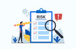 Risk assessment concept with form and magnifier vector illustration.
