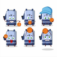 Canvas Print - Talented blue pencil sharpener table cartoon character as a basketball athlete