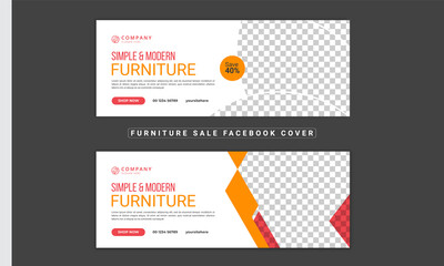 Wall Mural - Modern furniture sale Facebook cover design. Exclusive furniture sale Facebook cover template. Web banner design template