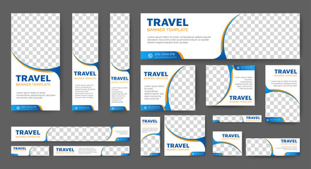 Canvas Print - set of travel banners of standard size with a place for photos. vertical, horizontal and square temp