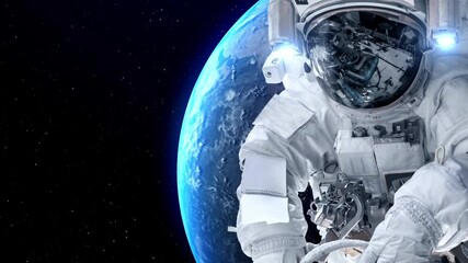 astronaut spaceman do spacewalk while working for spaceflight mission at space station . astronaut w